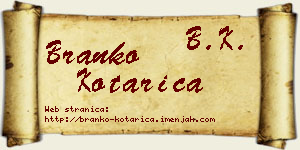 Branko Kotarica vizit kartica